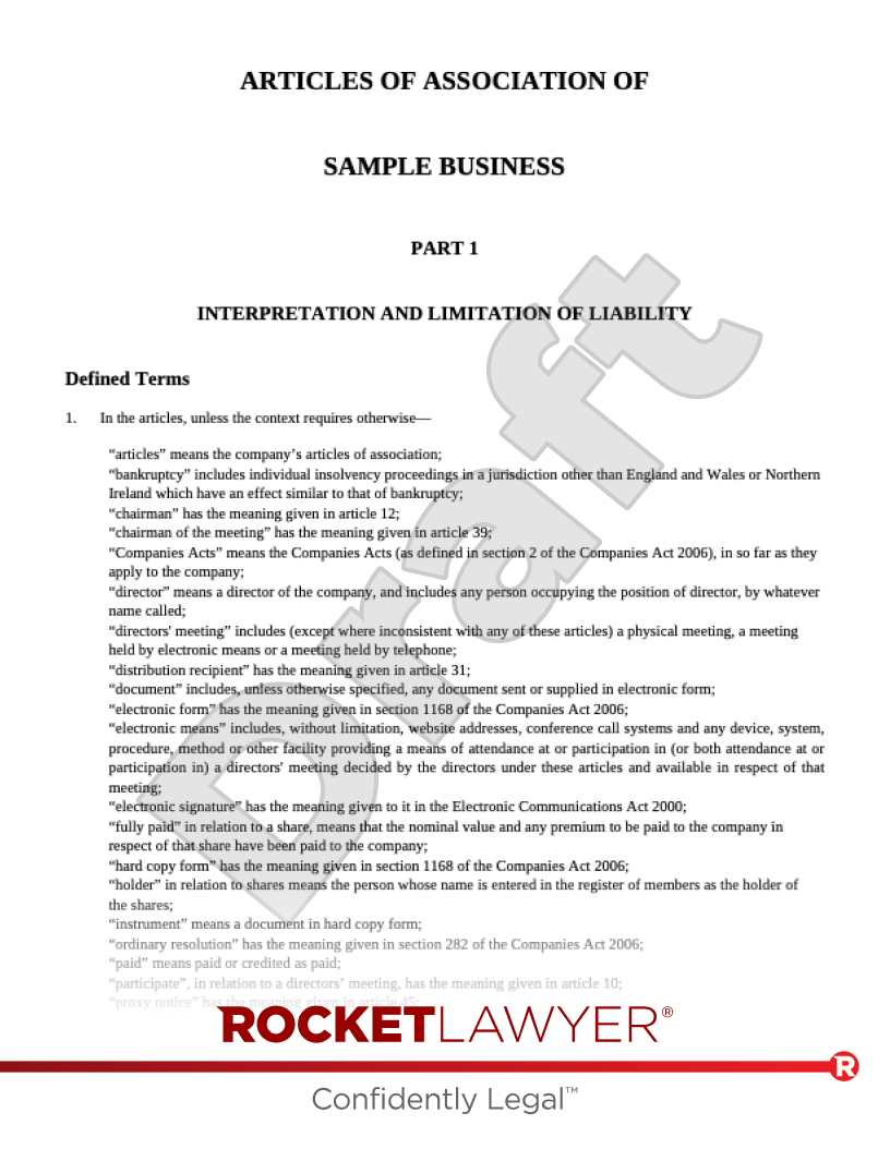 Articles Of Association Template Prntbl Concejomunicipaldechinu Gov Co